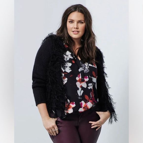 torrid Sweaters - Torrid Insider Collection Womens Black Fringe Open Cardigan Sweater 3 3X